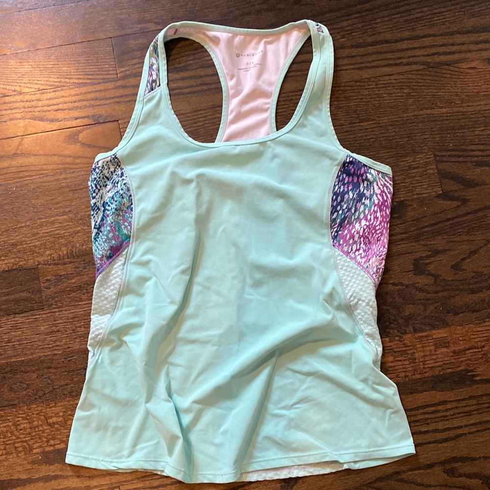Turquoise Fabletics work out top, size S